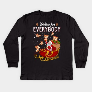 Yorkie Christmas Sweater. Yorkies for Everybody. Kids Long Sleeve T-Shirt